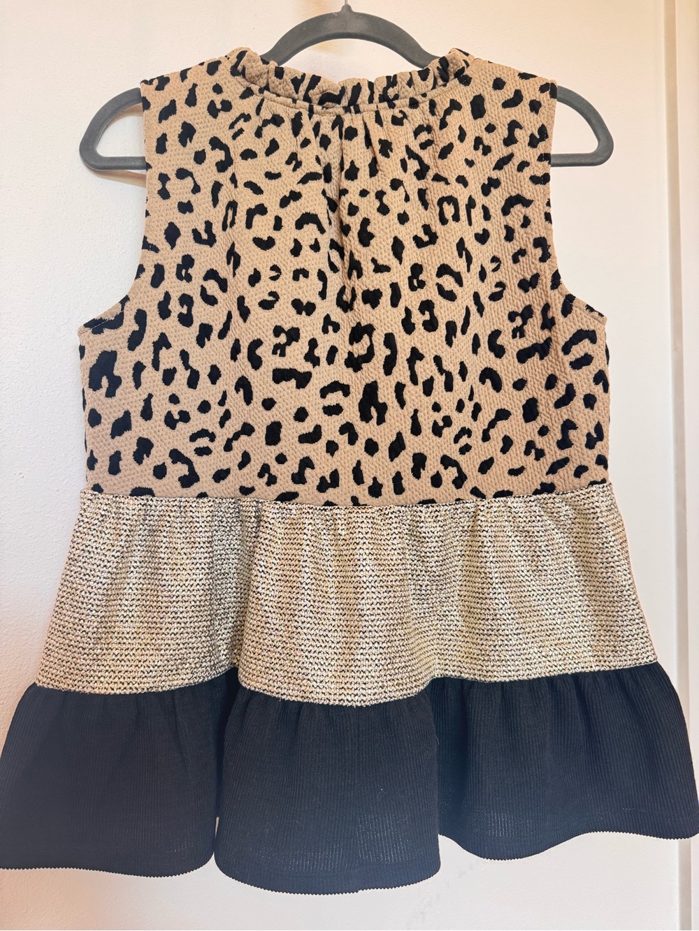THML Leopard Print Tiered Peplum Tunic - Black & Tan - Picture 5 of 5